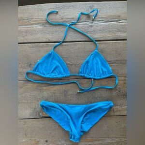 Vitamin A The Classic Triangle Top - Aegean Blue EcoLux & bottoms